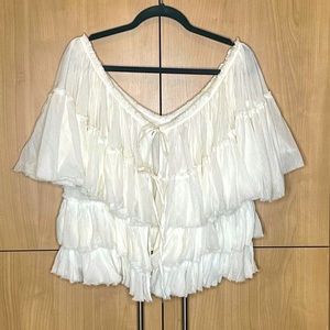 Mes Demoiselles “Opphee” ivory tiered ruffle top.